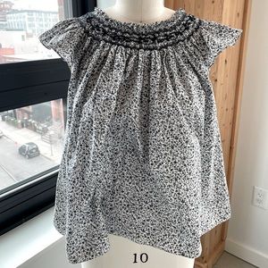 Dôen top blouse white and navy floral M - L